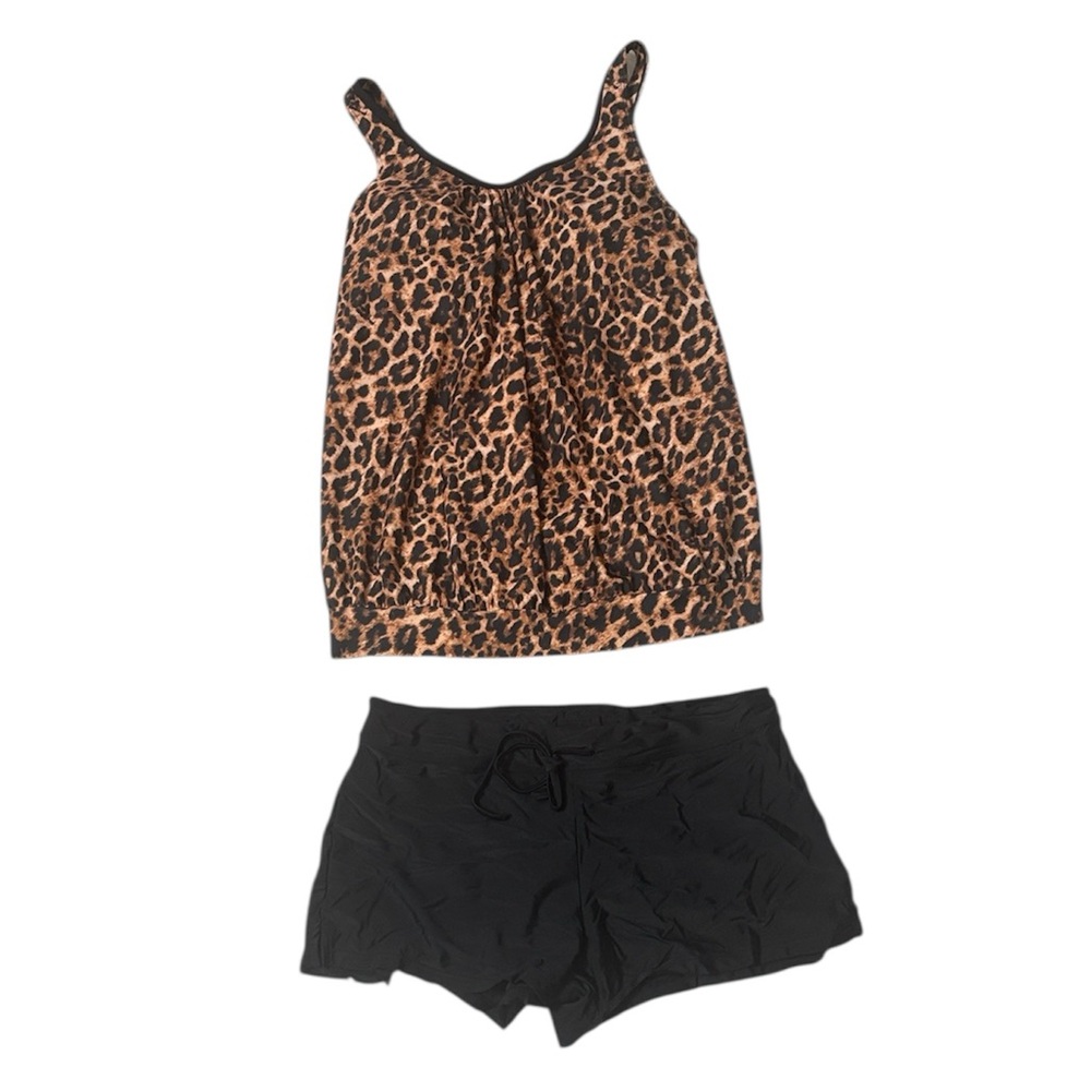 NWT Aqua Eve 2 Piece Leopard Print Swim Set Size L